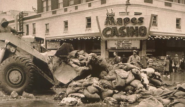 Photo of sandbags in front of casino